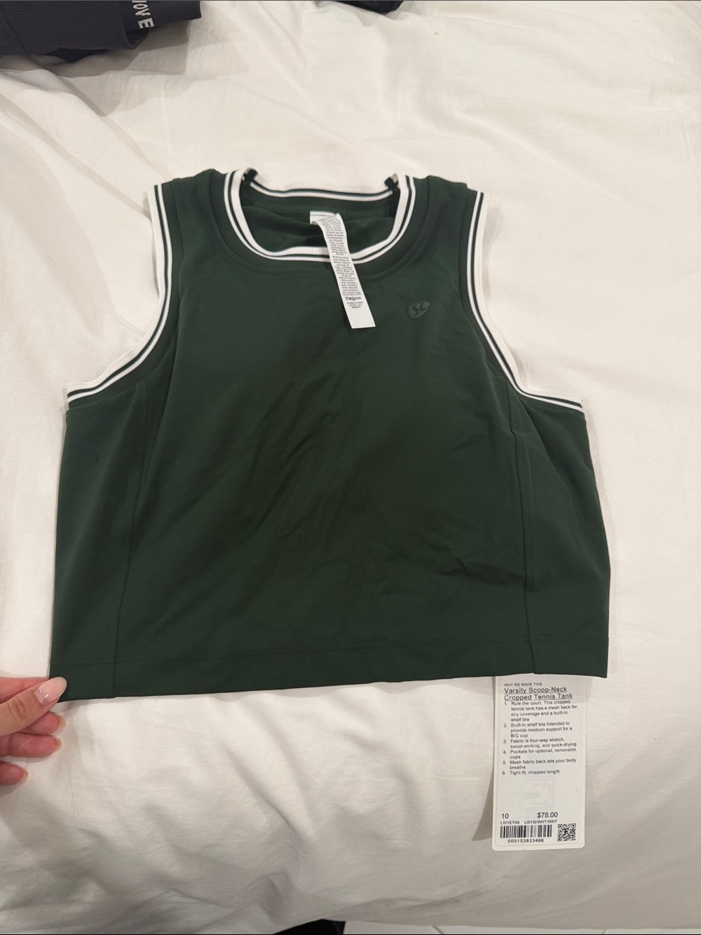 lululemon athletica Forest Green Tank with White Trim